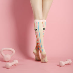 Peachy Pink – Knee High Compression Grip Socks