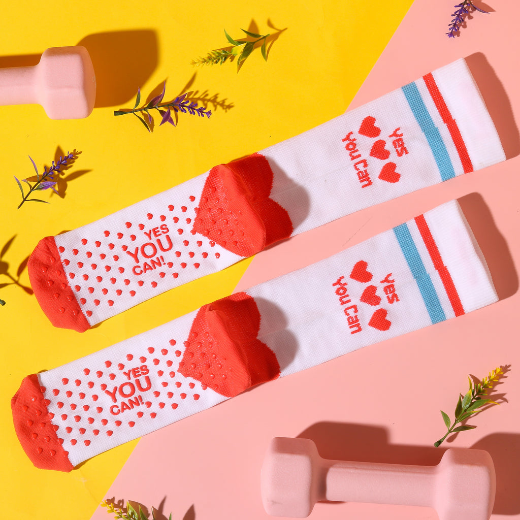 Yes You Can – Mid Calf Compression Grip Socks